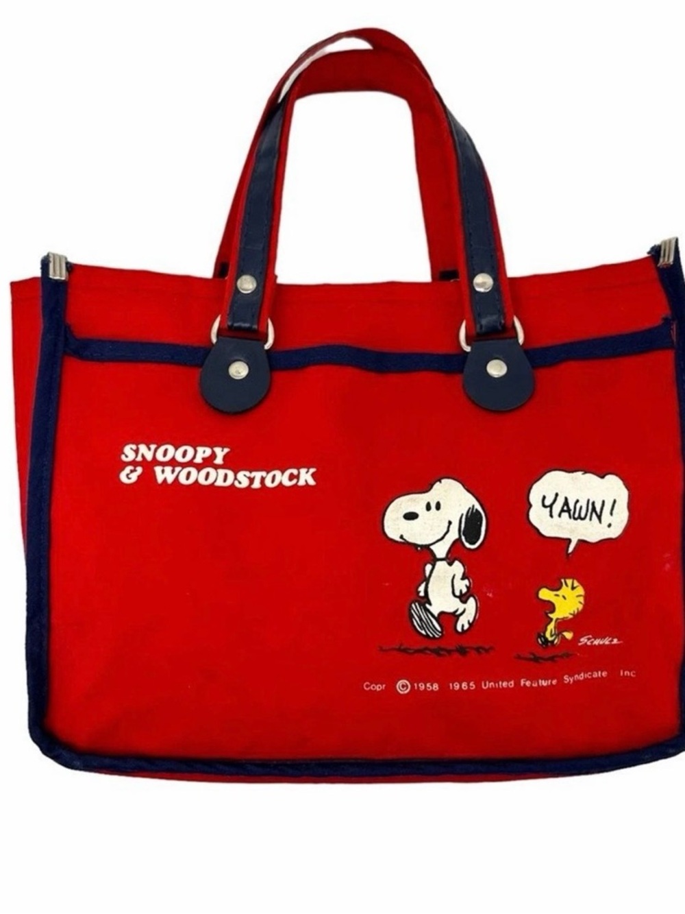 Schultz Snoopy & Woodstock Red and Navy Mini Tote Bag